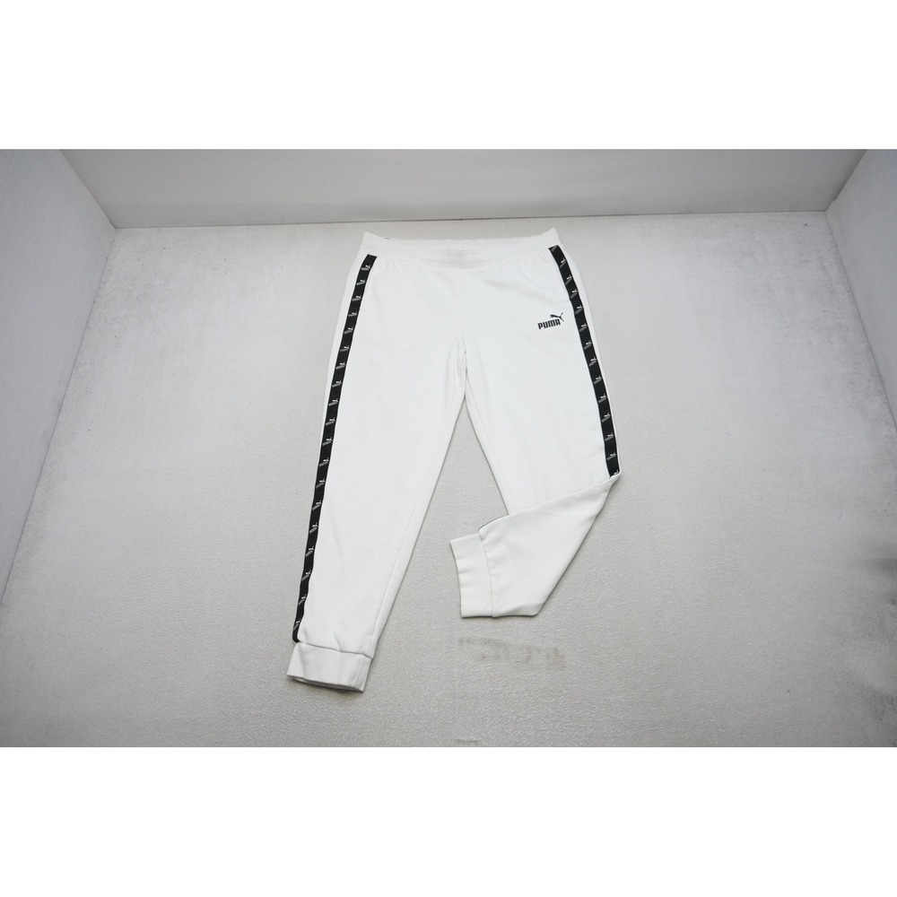 Puma Joggers Women XL White Logo Tape Side Stripe Athletic Sweatpants